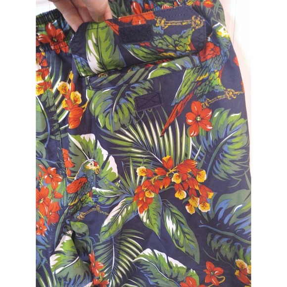 Trader Bay Mens XL Swimtrunk Multicolor Elastic Waist Back Pocket Tropical Print - Picture 6 of 6